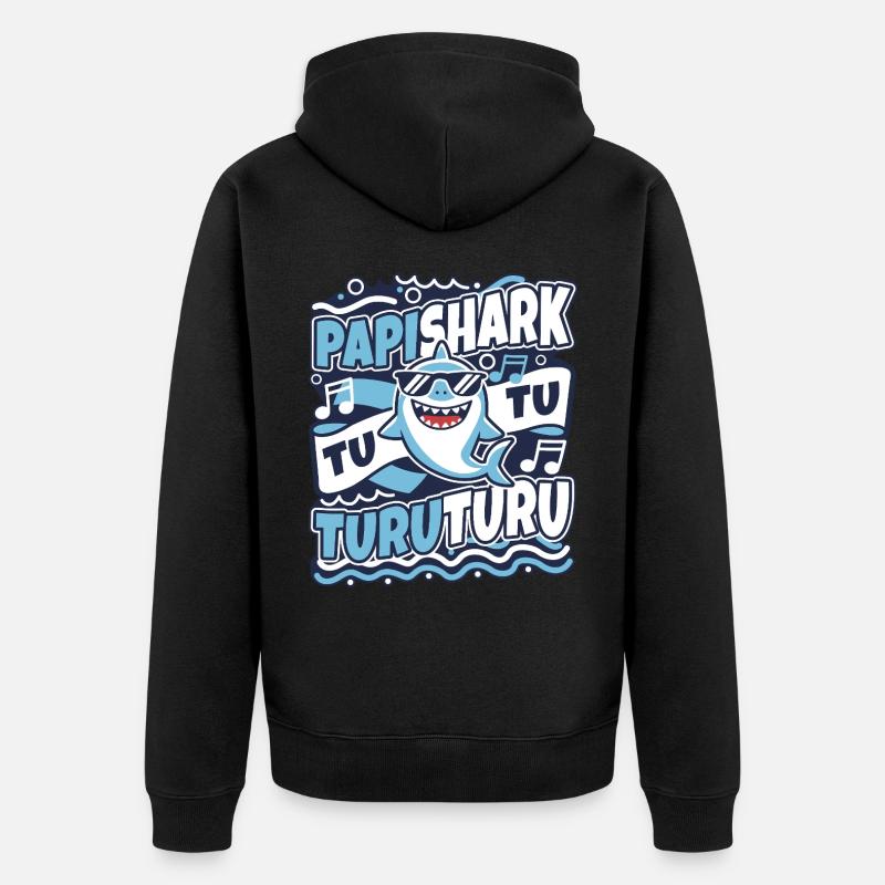 Papa requin - Veste à capuche bio Premium Unisexe - noir