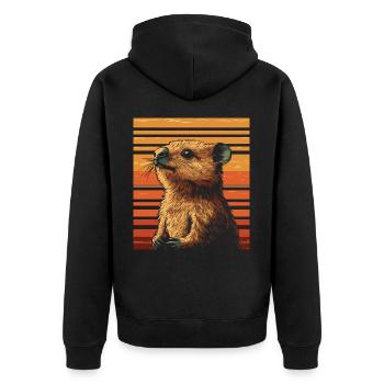 Quokka vintage - Veste à capuche bio Premium Unisexe - noir - Dos - Nico (187cm)