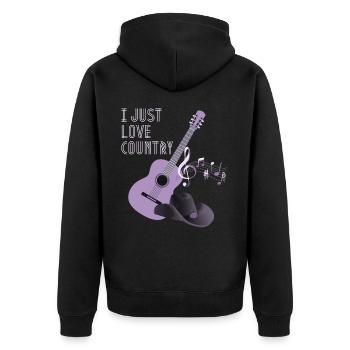 Country Music Spruch, Country Gitarre - Unisex Premium Bio Zip Hoodie - Schwarz - Hinten - Nico (187cm)