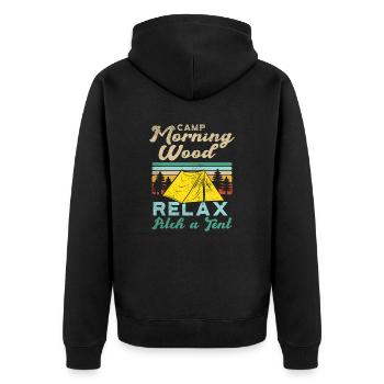 Camp Morning Wood - Unisex Premium Bio Zip Hoodie - Schwarz - Hinten - Nico (187cm)