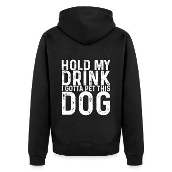 Hold My Drink, I Gotta Pet This Dog 3 - Unisex Premium Bio Zip Hoodie - Schwarz - Hinten - Nico (187cm)