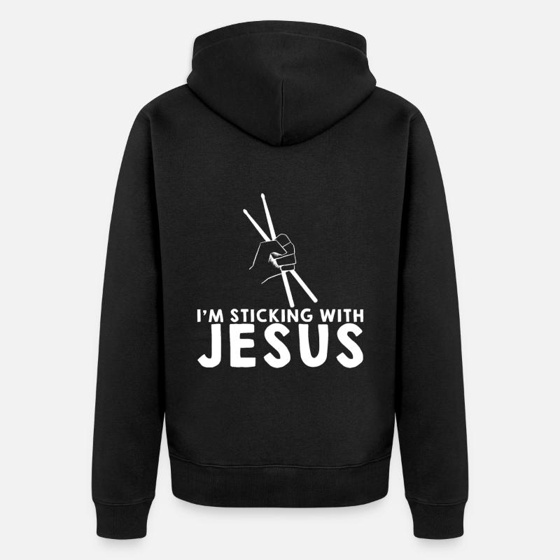 Je m’en tiens à Jésus - Veste à capuche bio Premium Unisexe - noir