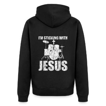 I'm Sticking With Jesus 3 - Unisex Premium Bio Zip Hoodie - Schwarz - Hinten - Nico (187cm)