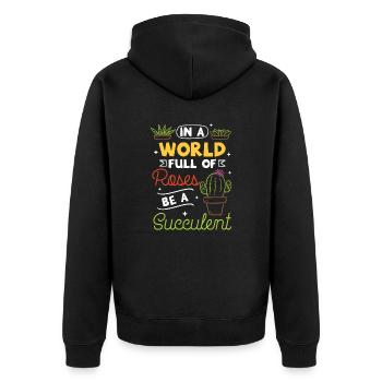 Pflanzen Succulent Plants - Unisex Premium Bio Zip Hoodie - Schwarz - Hinten - Nico (187cm)
