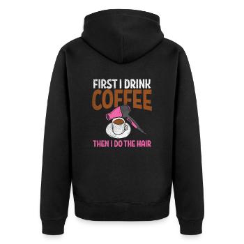 Coiffeur Café Coiffeur - Veste à capuche bio Premium Unisexe - noir - Dos - Nico (187cm)