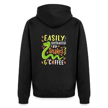 Files d’attente et café - Veste à capuche bio Premium Unisexe - noir - Dos - Nico (187cm)