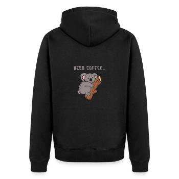 Kaffee Spruch Koalabär - Unisex Premium Bio Zip Hoodie - Schwarz - Hinten - Nico (187cm)