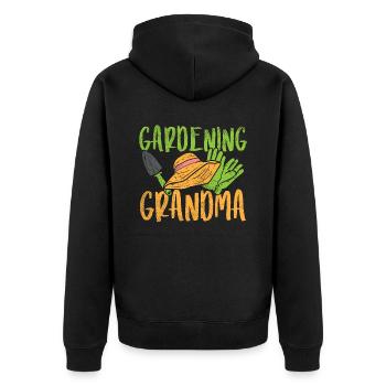 Gardening Grandma - Unisex Premium Bio Zip Hoodie - Schwarz - Hinten - Nico (187cm)