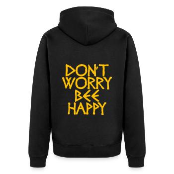 Ne vous inquiétez pas Bee Happy 26 - Veste à capuche bio Premium Unisexe - noir - Dos - Nico (187cm)