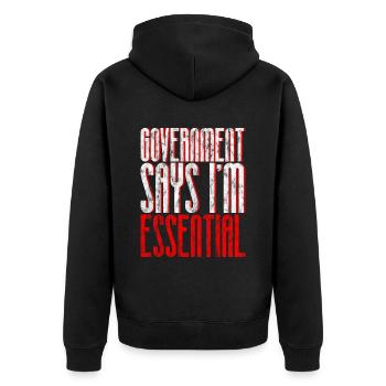 Le gouvernement dit que je suis essentiel 6 - Veste à capuche bio Premium Unisexe - noir - Dos - Nico (187cm)
