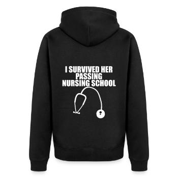 I Survived Her Passing Nursing School 11 - Unisex Premium Organic Zip Hoodie - black - Back - Nico (187cm)