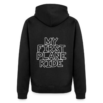 My First Plane Ride 26 - Unisex Premium Bio Zip Hoodie - Schwarz - Hinten - Nico (187cm)