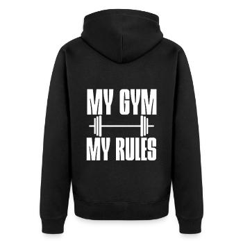 My Gym, My Rules 6 - Unisex Premium Organic Zip Hoodie - black - Back - Nico (187cm)