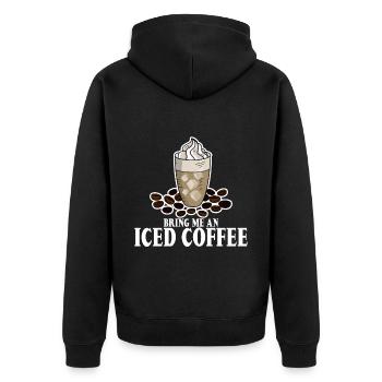 Bring Me An Iced Coffee 3 - Unisex Premium Organic Zip Hoodie - black - Back - Nico (187cm)