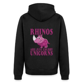 Rhinos Are Just Chubby Unicorns - Unisex Premium Bio Zip Hoodie - Schwarz - Hinten - Nico (187cm)