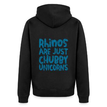 Rhinos Are Just Chubby Unicorns 4 - Unisex Premium Bio Zip Hoodie - Schwarz - Hinten - Nico (187cm)