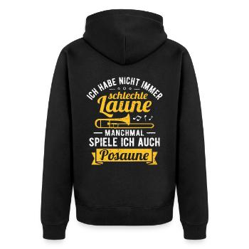 Posaune Posaunist Posaunenspieler Blasmusik - Unisex Premium Bio Zip Hoodie - Schwarz - Hinten - Nico (187cm)
