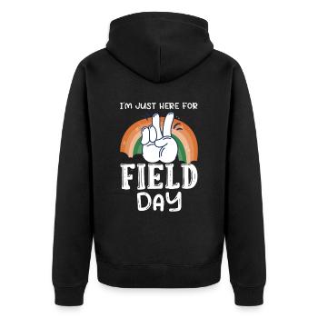 I'm Just Here For Field Day 32 - Unisex Premium Organic Zip Hoodie - black - Back - Nico (187cm)