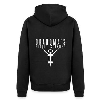 Grandma's Fidget Spinner - Unisex Premium Organic Zip Hoodie - black - Back - Nico (187cm)