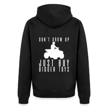 Don't Grow Up, Just Buy Bigger Toys 4 - Unisex Premium Bio Zip Hoodie - Schwarz - Hinten - Nico (187cm)