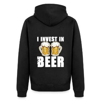 J’investis dans la bière - Veste à capuche bio Premium Unisexe - noir - Dos - Nico (187cm)