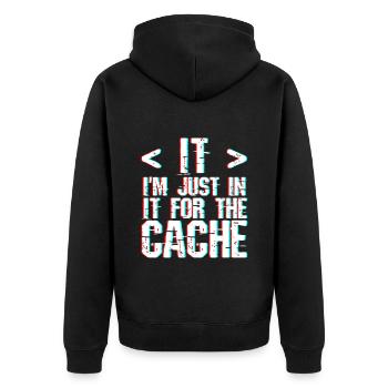 Je suis juste dedans pour le cache 3 - Veste à capuche bio Premium Unisexe - noir - Dos - Nico (187cm)