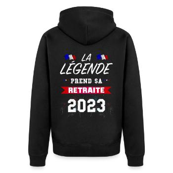 Legende retraite 2023 humour Homme - Veste à capuche bio Premium Unisexe - noir - Dos - Nico (187cm)