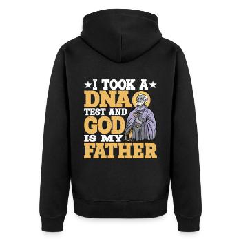 I Took A DNA Test And God Is My Father 16 - Unisex Premium Bio Zip Hoodie - Schwarz - Hinten - Nico (187cm)