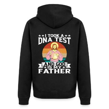 I took a DNA test and God is my father 15 - Unisex Premium Organic Zip Hoodie - black - Back - Nico (187cm)