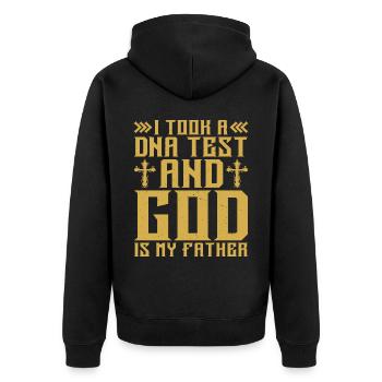 I Took A DNA Test And God Is My Father 17 - Unisex Premium Bio Zip Hoodie - Schwarz - Hinten - Nico (187cm)