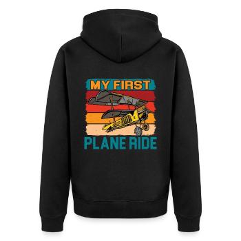 My First Plane Ride 38 - Unisex Premium Organic Zip Hoodie - black - Back - Nico (187cm)