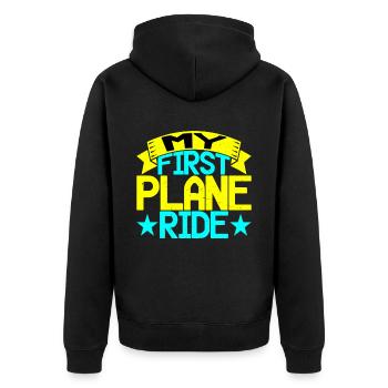 My First Plane Ride 41 - Unisex Premium Bio Zip Hoodie - Schwarz - Hinten - Nico (187cm)