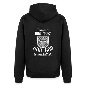 I Took A DNA Test And God Is My Father 9 - Unisex Premium Bio Zip Hoodie - Schwarz - Hinten - Nico (187cm)