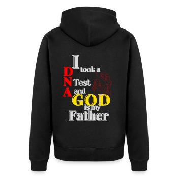 I Took A DNA Test And God Is My Father 24 - Unisex Premium Bio Zip Hoodie - Schwarz - Hinten - Nico (187cm)