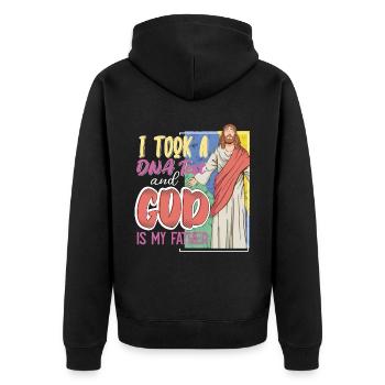 I Took A DNA Test And God Is My Father 21 - Unisex Premium Bio Zip Hoodie - Schwarz - Hinten - Nico (187cm)