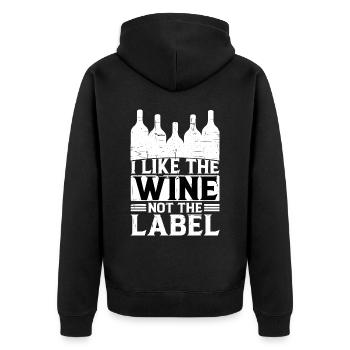 J’aime le vin, pas l’étiquette 16 - Veste à capuche bio Premium Unisexe - noir - Dos - Nico (187cm)