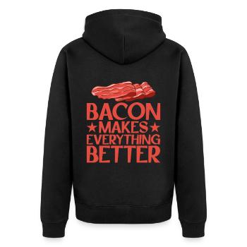 Bacon Makes Everything Better 13 - Unisex Premium Organic Zip Hoodie - black - Back - Nico (187cm)