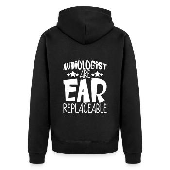 Audiologists Are Ear Replaceable 4 - Unisex Premium Bio Zip Hoodie - Schwarz - Hinten - Nico (187cm)