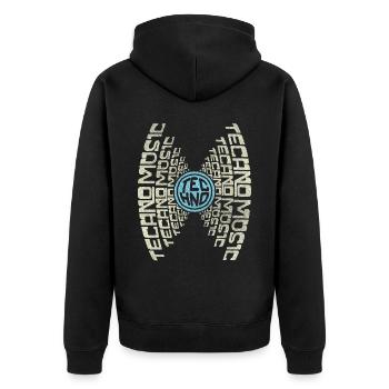 GIVE ME TECHNO MUSIC | Text Graphic Techno Shirt - Unisex Premium Organic Zip Hoodie - black - Back - Nico (187cm)