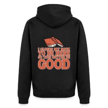 J’ai fermé mon livre to Be Here 10 - Veste à capuche bio Premium Unisexe - noir - Dos - Nico (187cm)