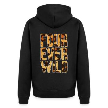 Four Ever Wild 27 - Unisex Premium Bio Zip Hoodie - Schwarz - Hinten - Nico (187cm)