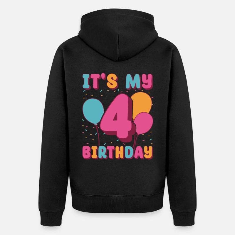 C’est mon 4e anniversaire - Veste à capuche bio Premium Unisexe - noir