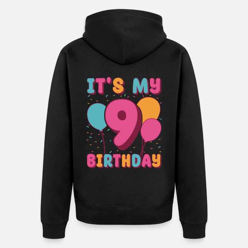 C’est mon 9e anniversaire - Veste à capuche bio Premium Unisexe - noir