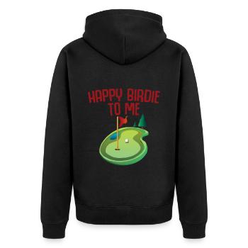 Happy Birdie To Me 2 - Unisex Premium Bio Zip Hoodie - Schwarz - Hinten - Nico (187cm)