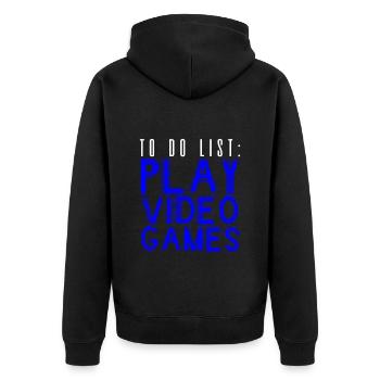To Do List Play Video Games 2 - Unisex Premium Bio Zip Hoodie - Schwarz - Hinten - Nico (187cm)
