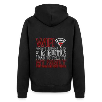 Wifi Went Down For 5 Minutes 4 - Unisex Premium Organic Zip Hoodie - black - Back - Nico (187cm)