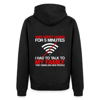 Wifi Went Down For 5 Minutes 2 - Unisex Premium Organic Zip Hoodie - black - Back - Nico (187cm)