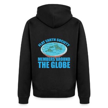 Flat Earth Society, membres du monde entier 15 - Veste à capuche bio Premium Unisexe - noir - Dos - Nico (187cm)