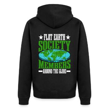 Flat Earth Society, membres du monde entier 16 - Veste à capuche bio Premium Unisexe - noir - Dos - Nico (187cm)