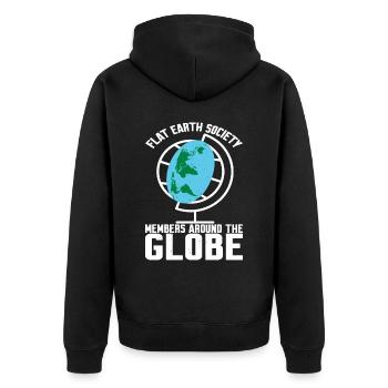 Flat Earth Society, membres du monde entier 17 - Veste à capuche bio Premium Unisexe - noir - Dos - Nico (187cm)